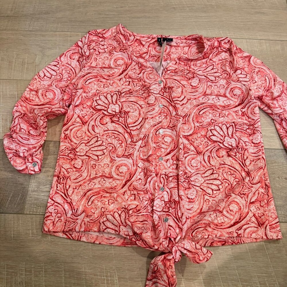 NEW DIRECTIONS WOMENS BLOUSE TIE FRONT NEW SMALL